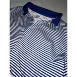 Ping Collection Performance Dynamics Mens Large Blue Striped Golf Polo Shirt